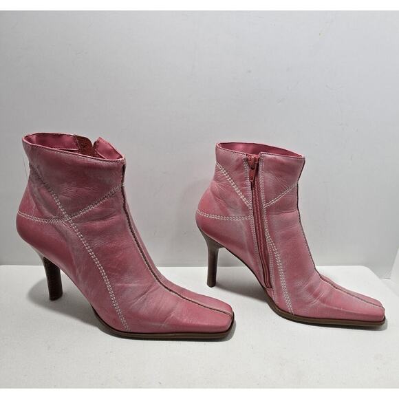 Diba USA Leather pink/white accents Remy Heeled Ankle Boots Western Style Sz 8 - Picture 5 of 10